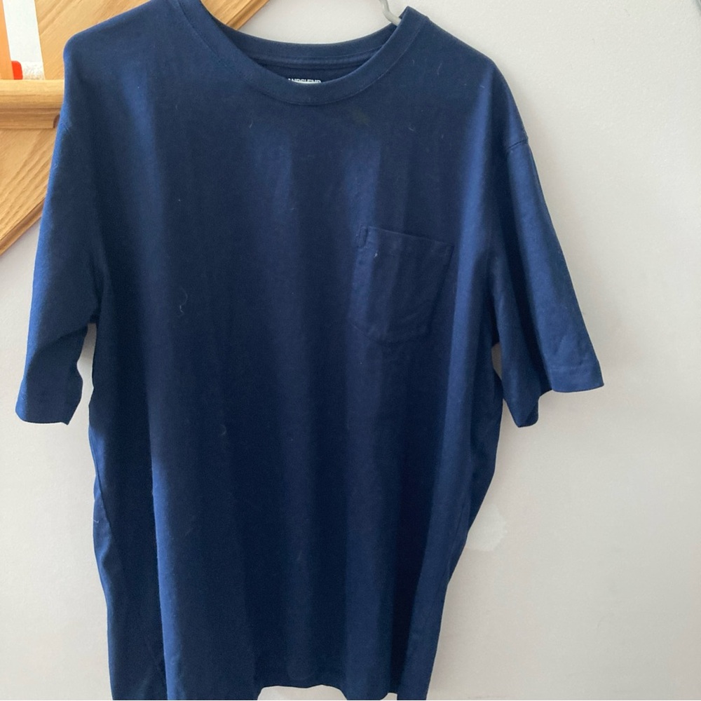 Lands End Men's Super Tee Shirt Short Sleeves Size XXL Navy Blue 1 Pocket NWOT